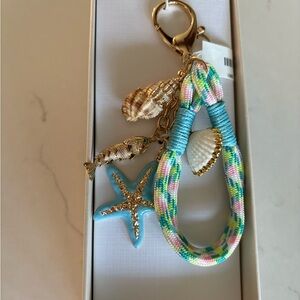 Blue and Gold Key Holder with Coastal Charms